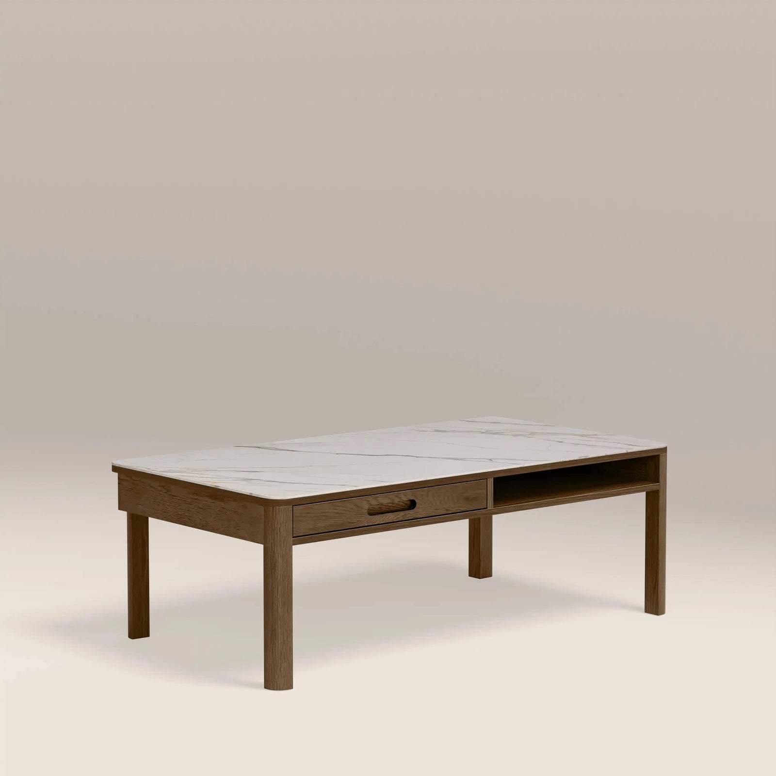 Southampton Rectangle Coffee Table | Ecru Ceramic & Smoked Walnut