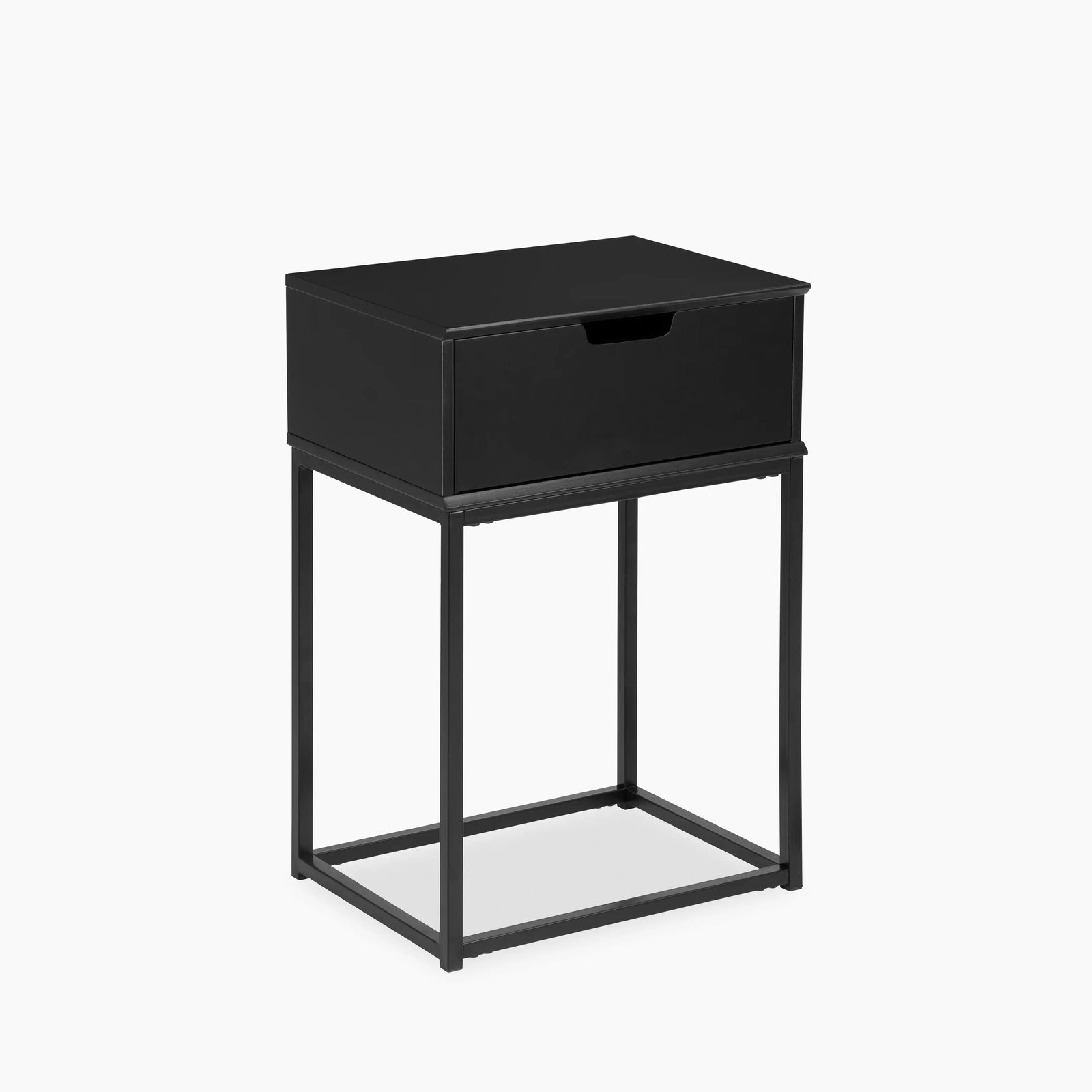 Mitra Square Wooden 1 Drawer Bedside Table | Black