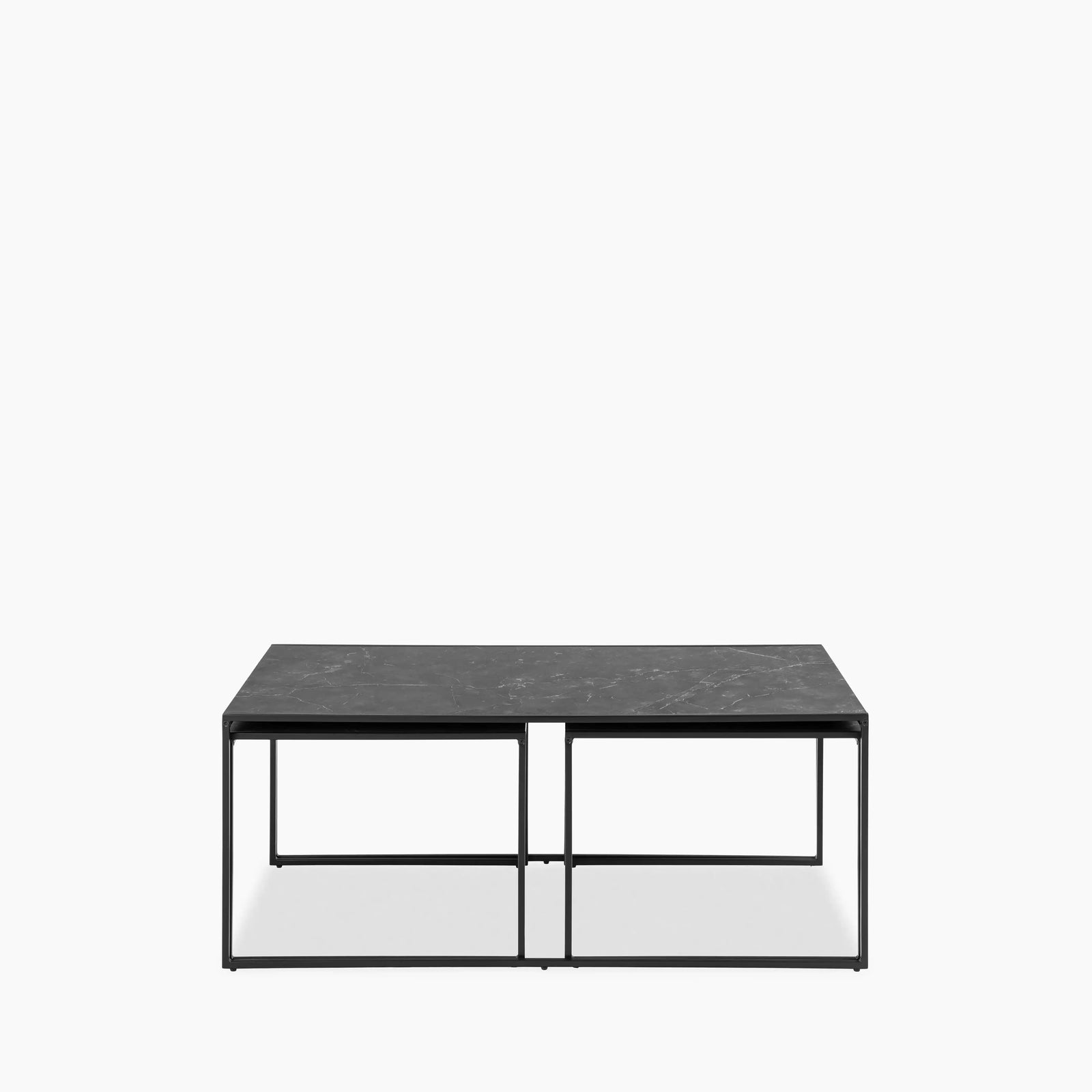 Infinity Set of 3 Nesting Coffee Tables | Black Marble & Black