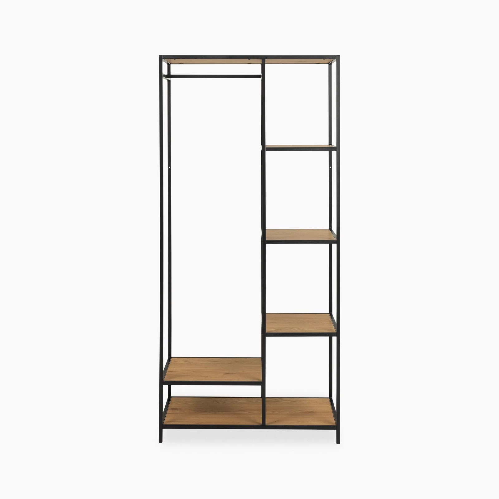 Seaford Open Wardrobe | Oak & Black