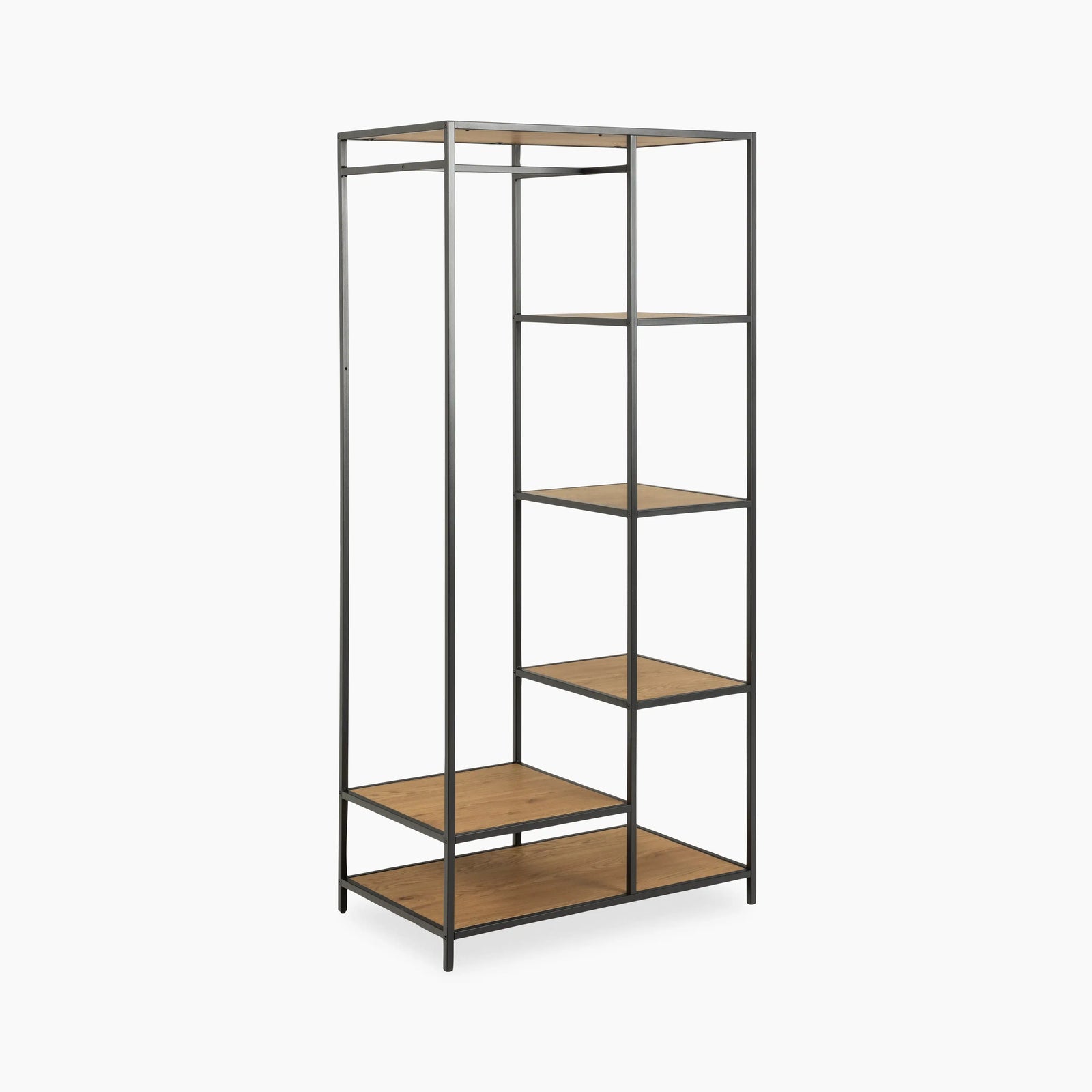 Seaford Open Wardrobe | Oak & Black