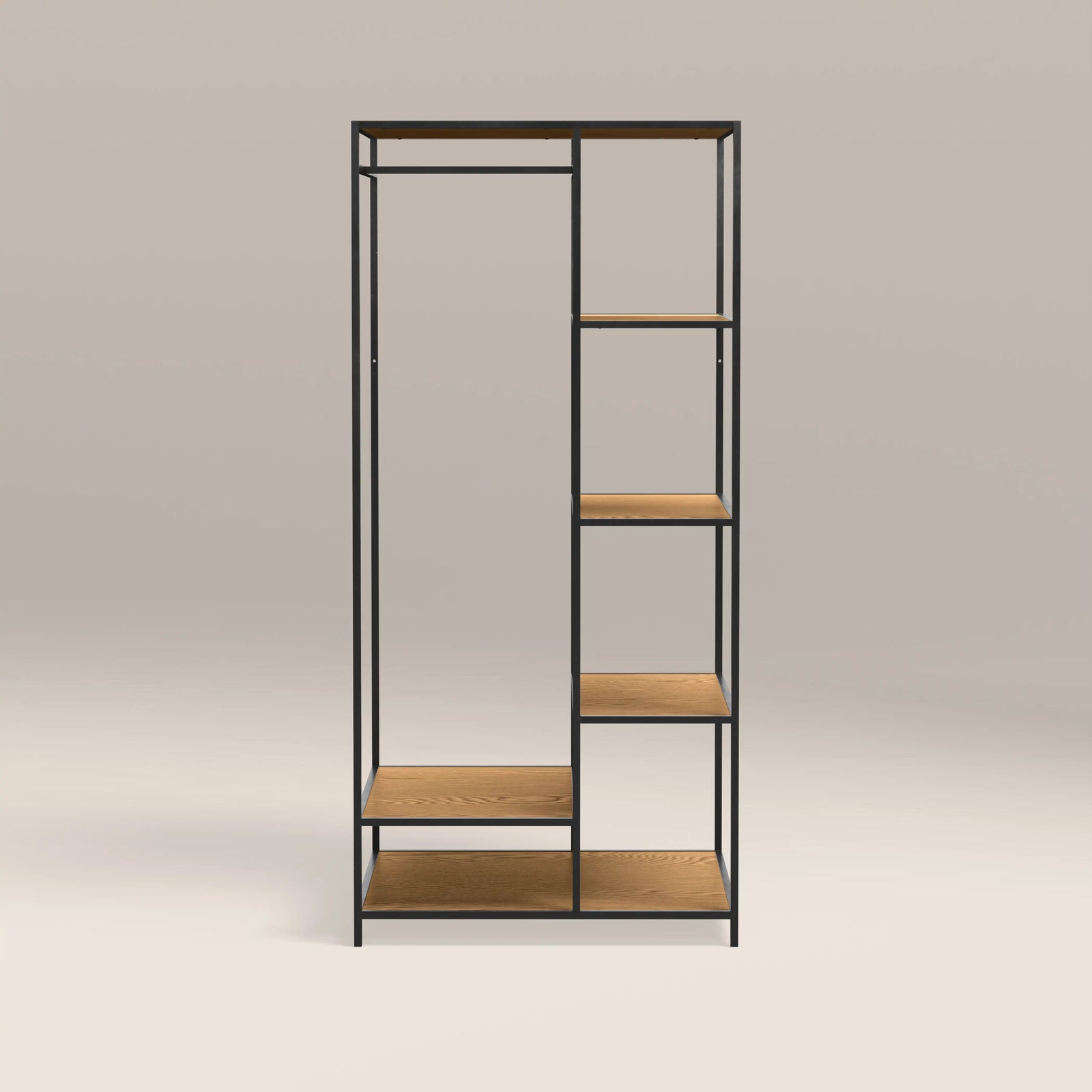 Seaford Open Wardrobe | Oak & Black