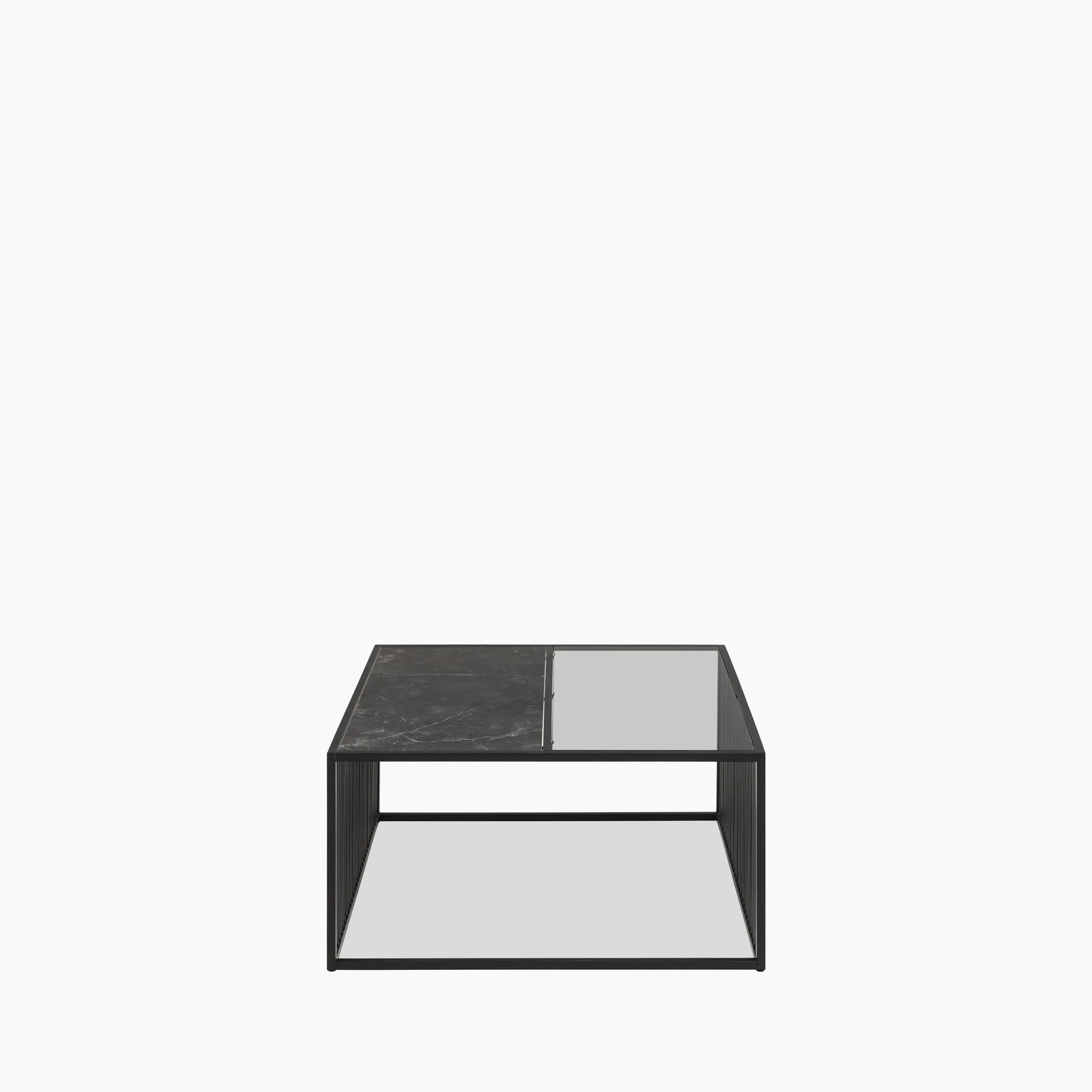 Strington Square Coffee Table | Black Glass & Black