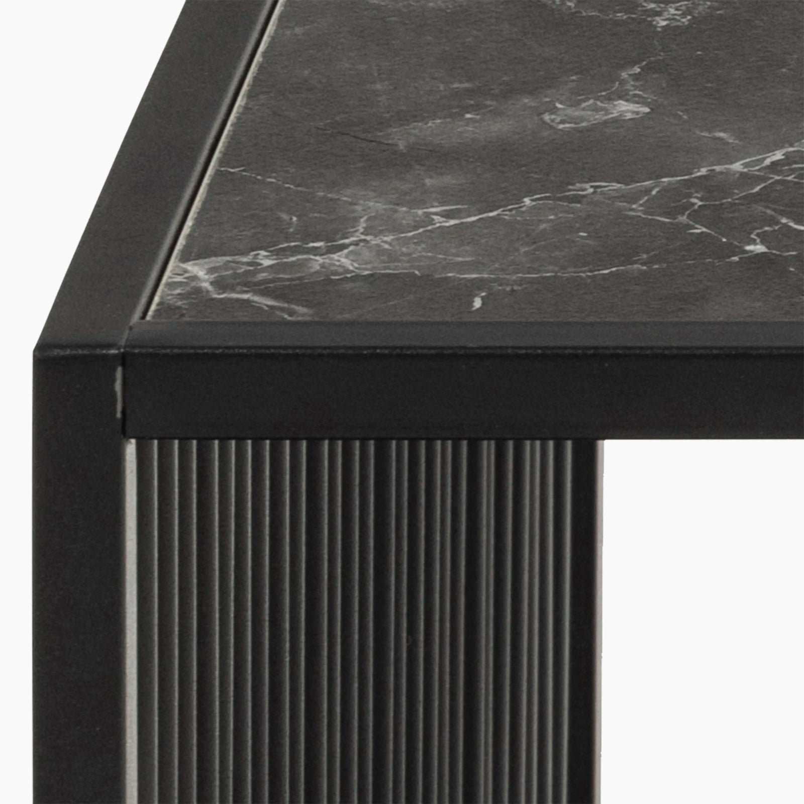 Strington Square Coffee Table | Black Glass & Black