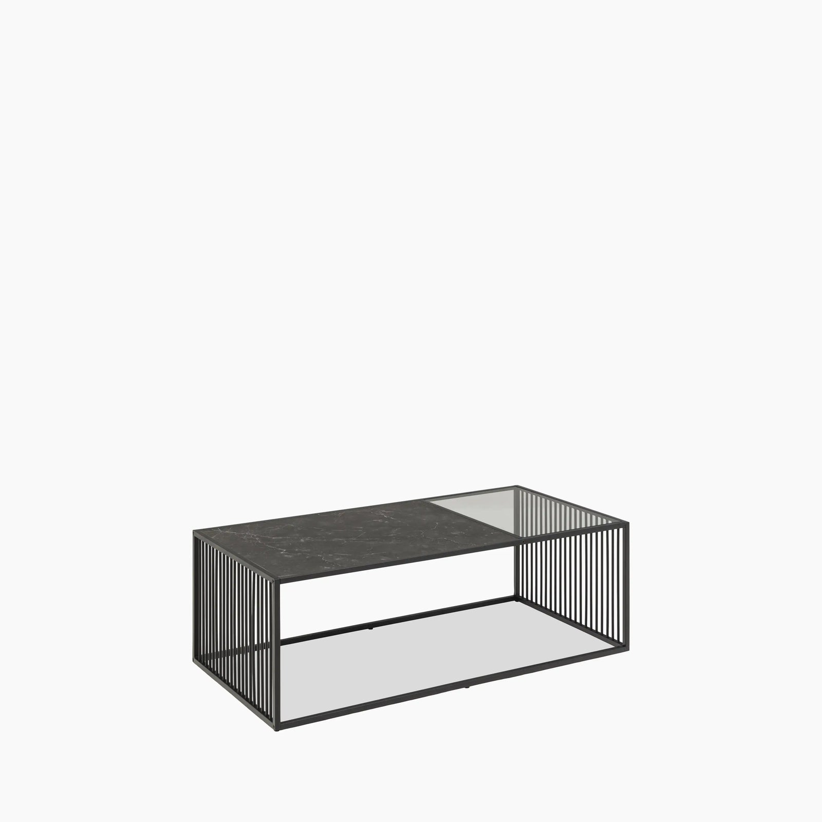 Strington Rectangle Coffee Table | Black Glass & Black