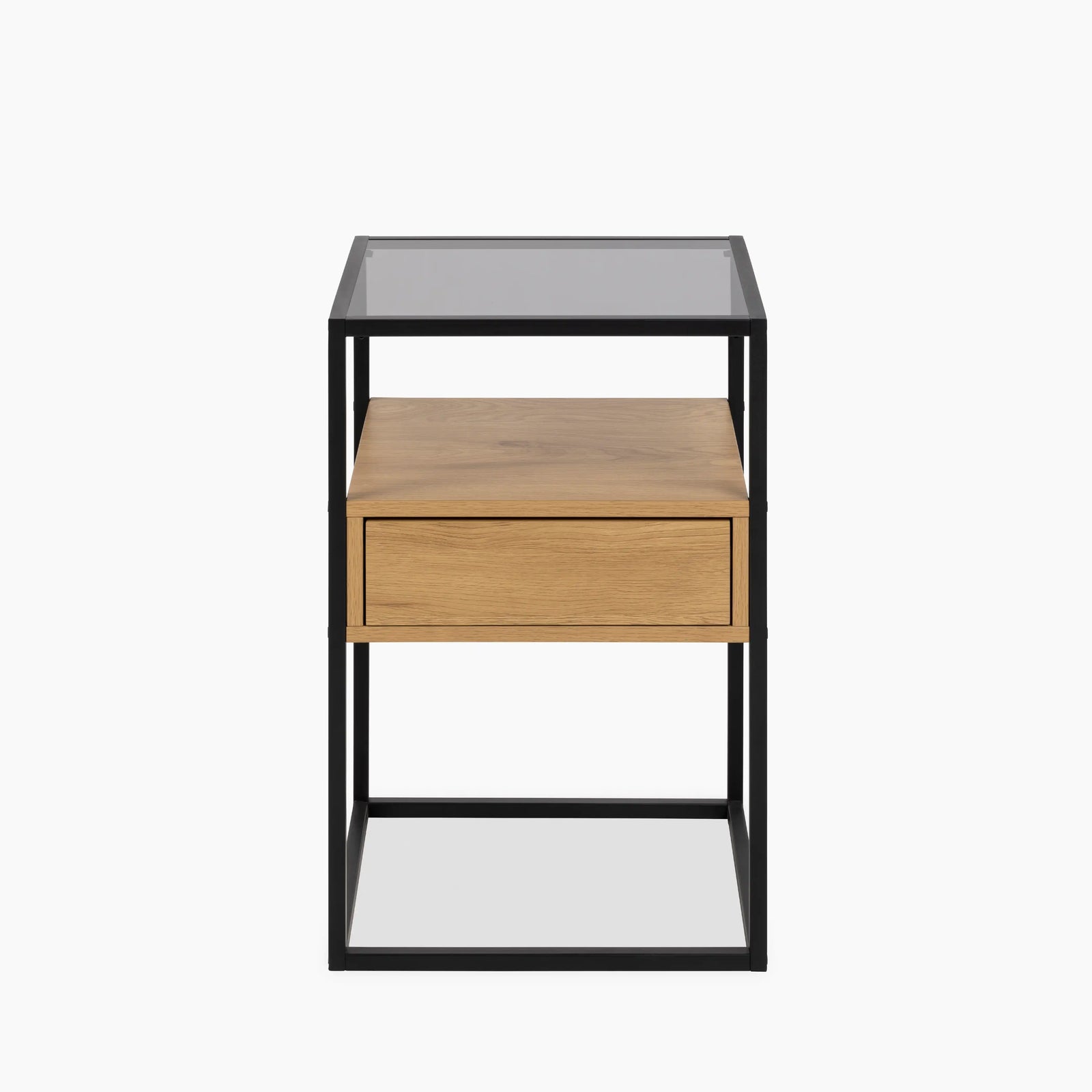 Randolf Rectangle 1 Drawer Bedside Table | Oak & Black