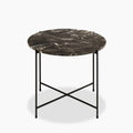 Avila Large Round Side Table | Brown Marble & Black