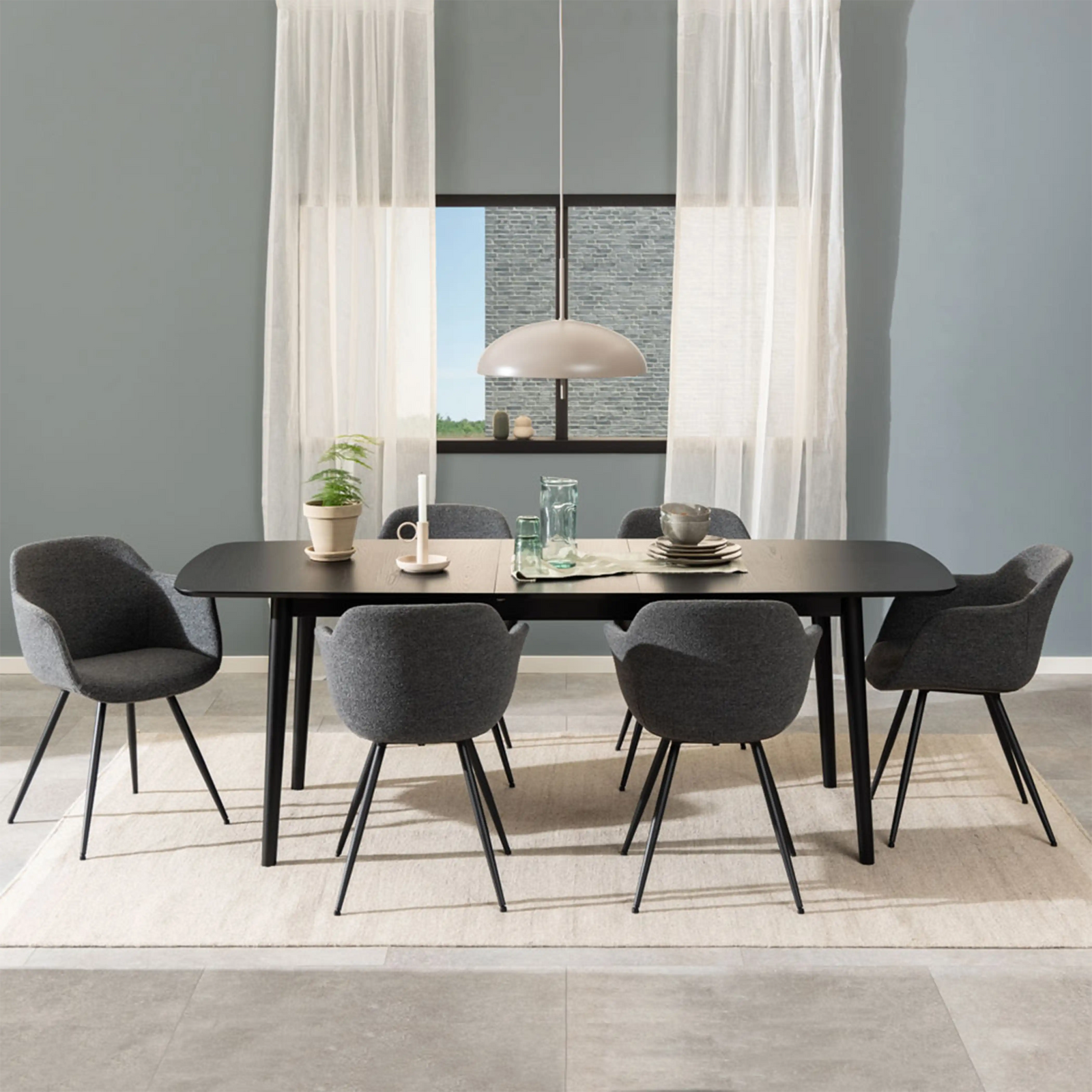Montreux 6-10 Seat Rectangle Wooden Extendable Dining Table | Black