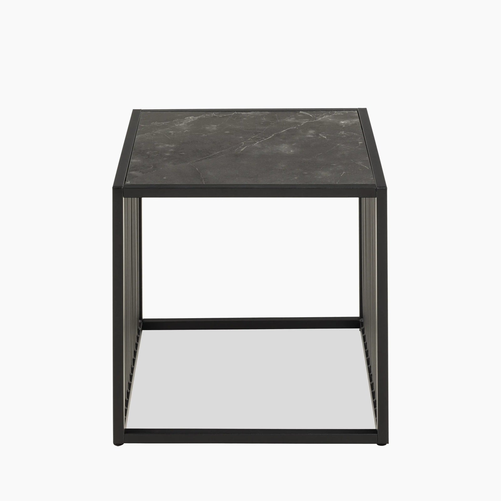 Strington Square Side Table | Black Glass & Black