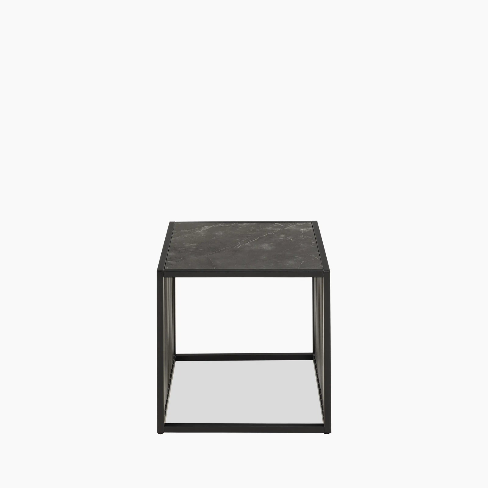 Strington Square Side Table | Black Marble & Black