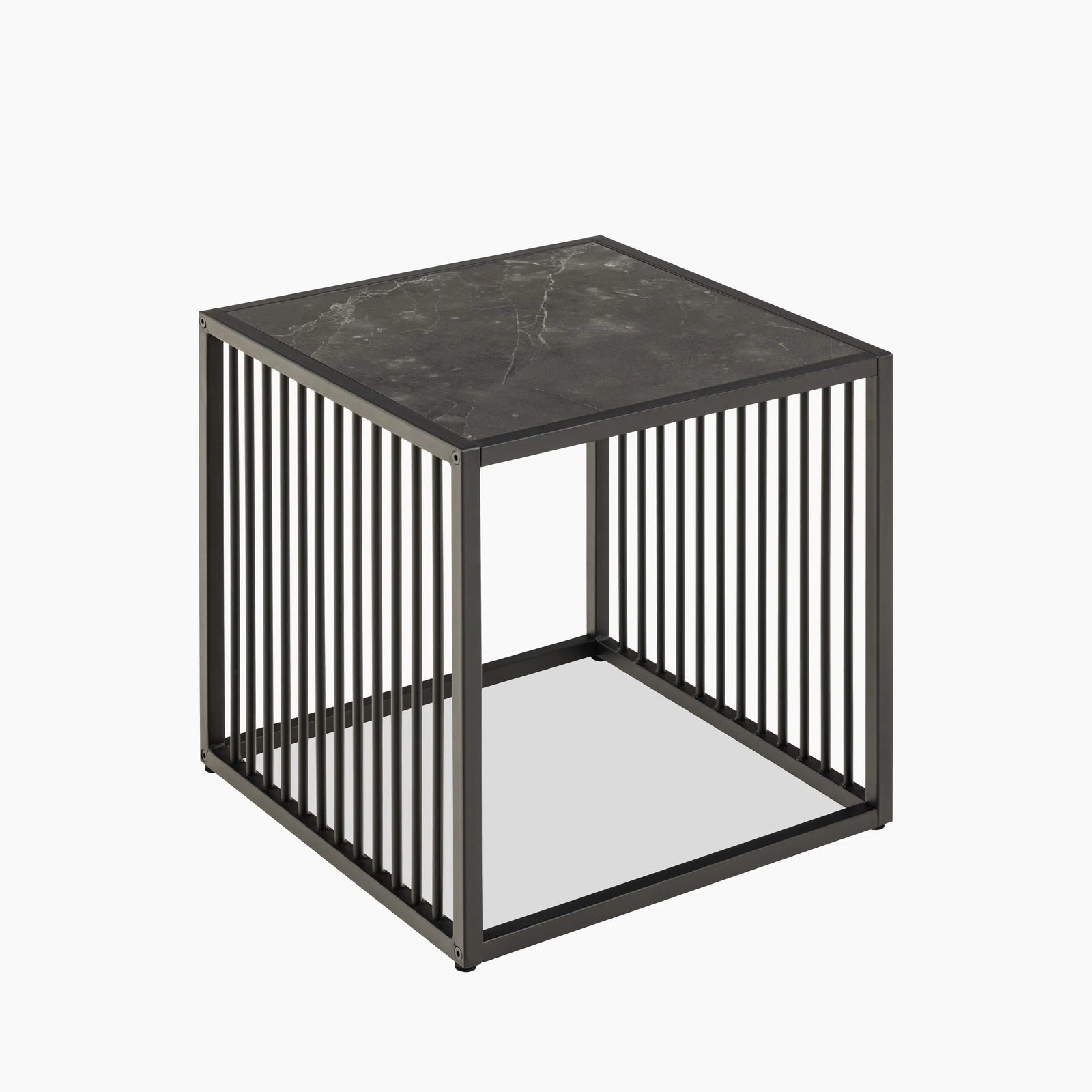 Strington Square Side Table | Black Glass & Black