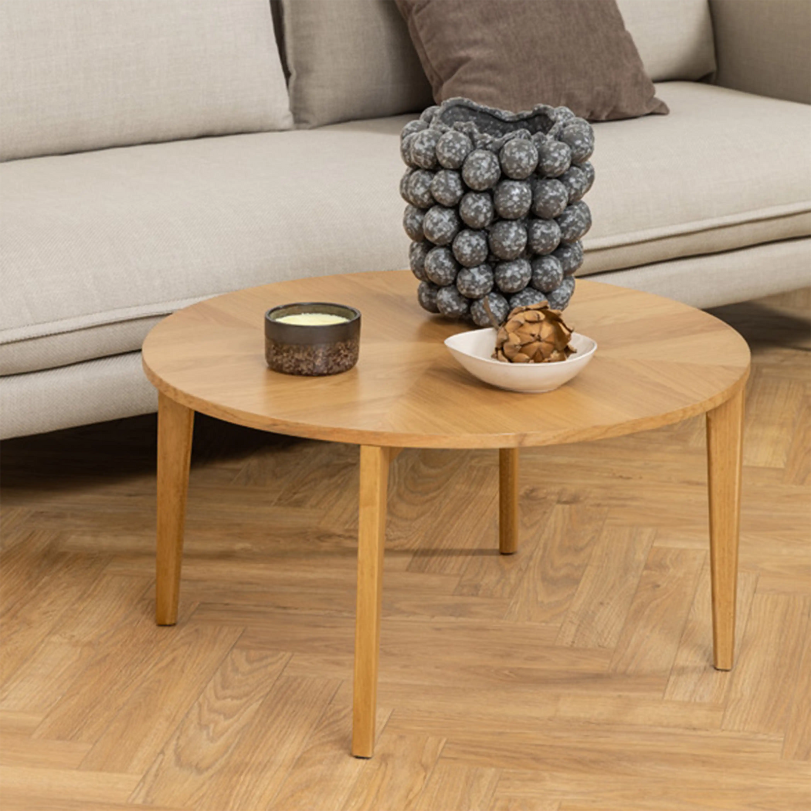 Laudal Round Wooden Coffee Table | Natural