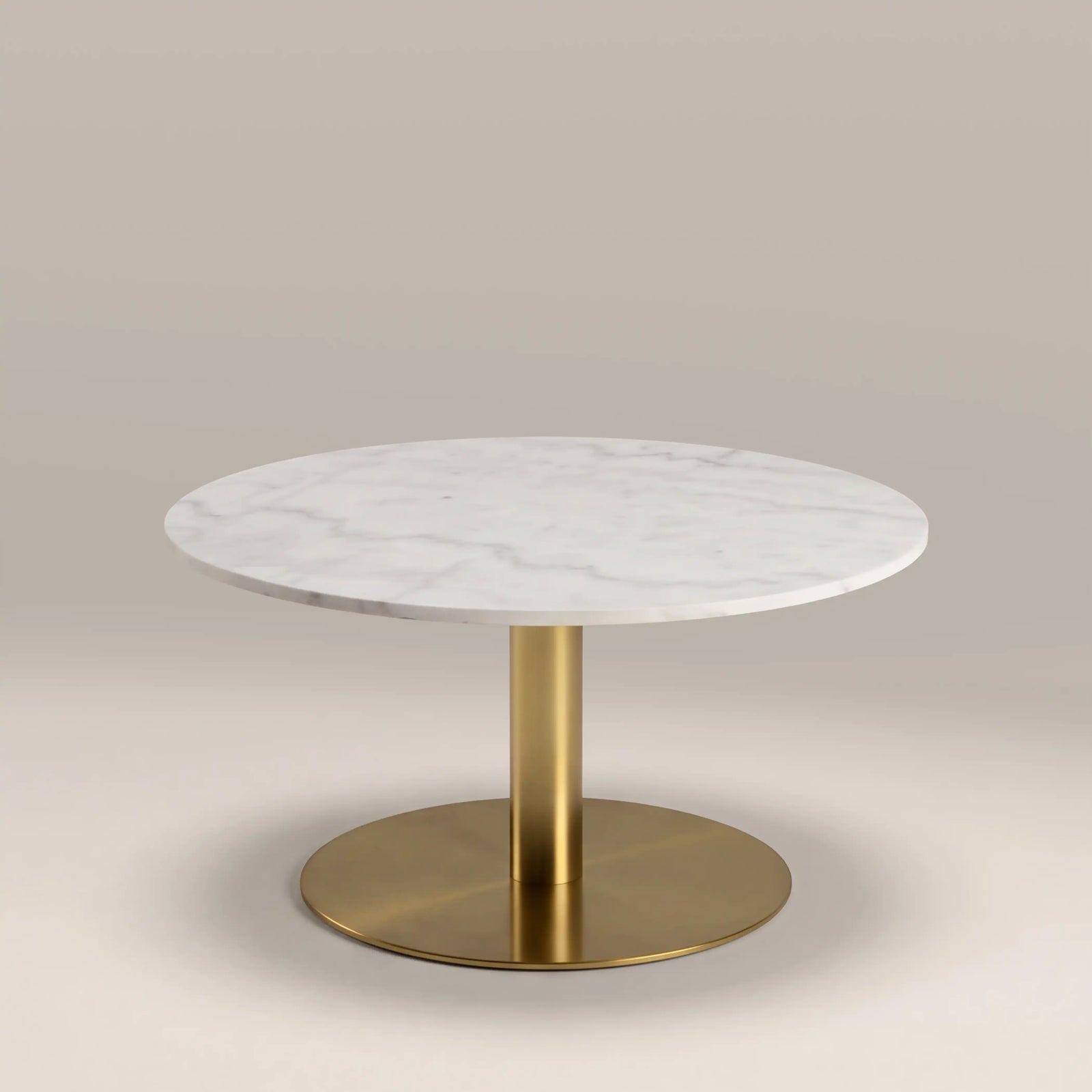 Corby Round Coffee Table | White Marble & Brass