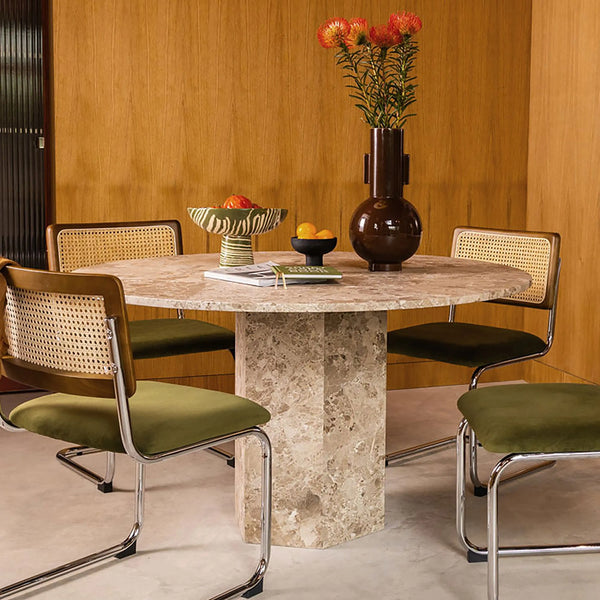 Naxos 4 Seat Round Dining Table | Latte Marble