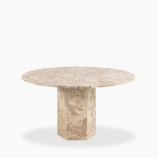 Naxos 4 Seat Round Dining Table | Latte Marble