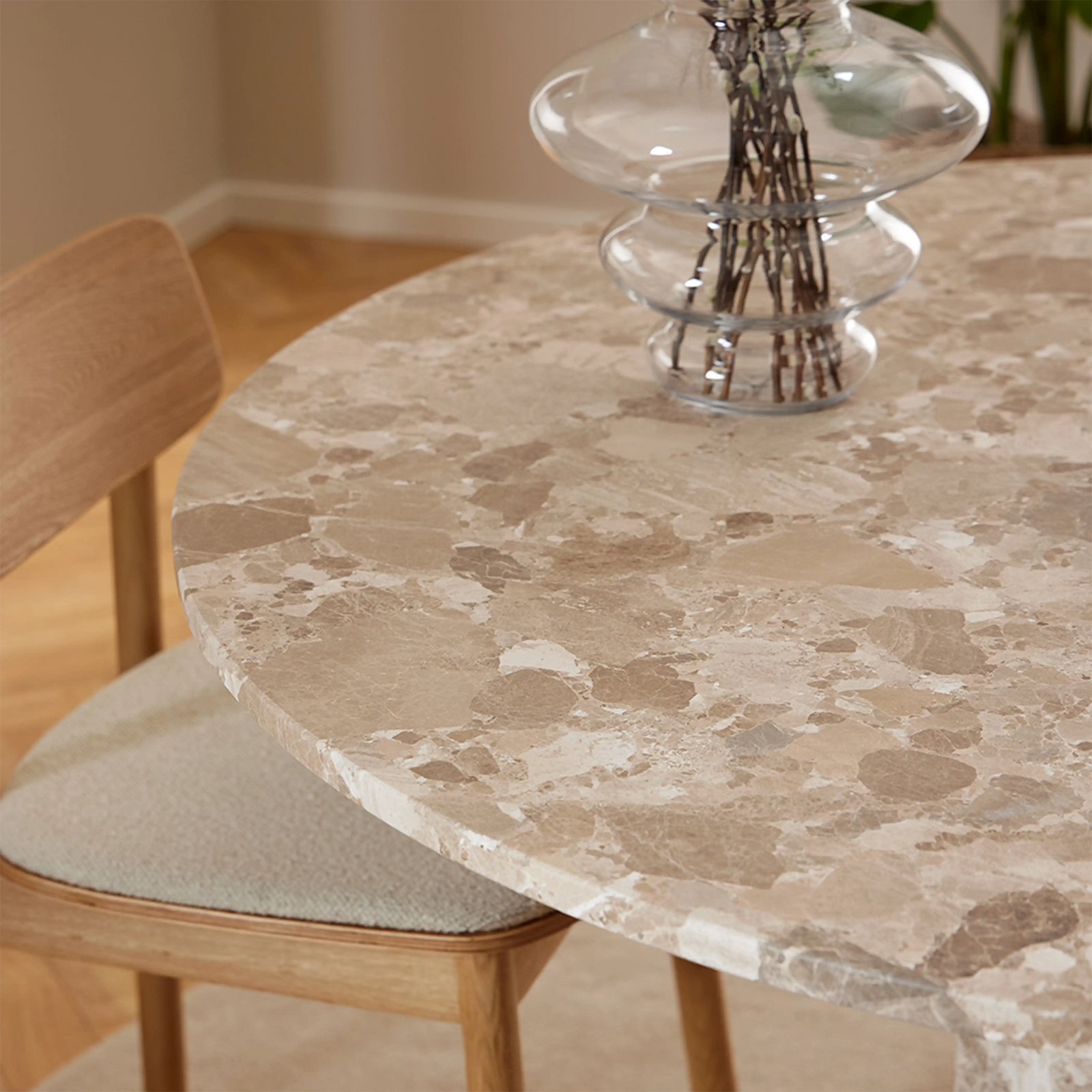 Naxos 4 Seat Round Dining Table | Latte Marble