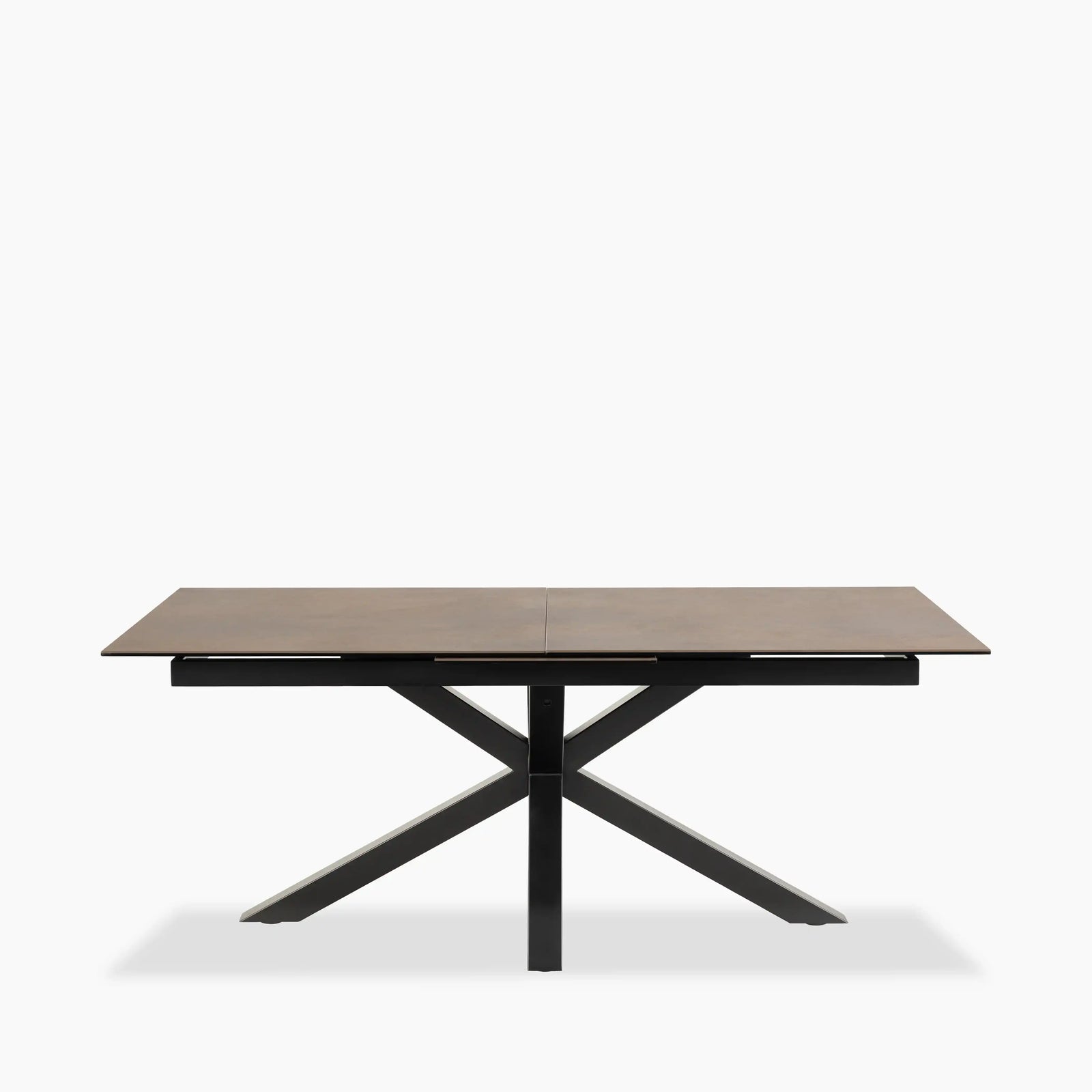 Heaven 6-8 Seat Rectangle Extendable Dining Table | Brown Ceramic & Black