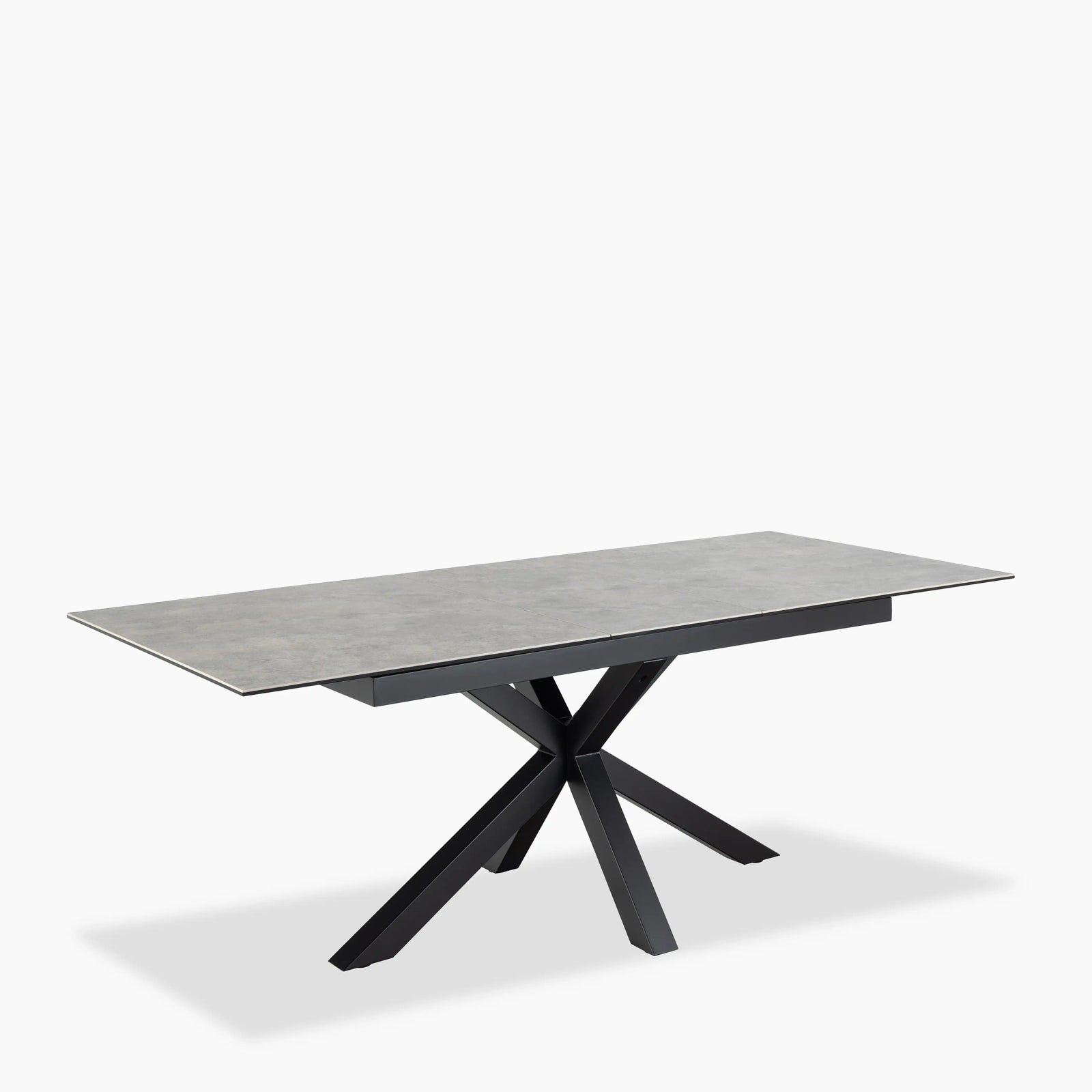 Heaven 6-8 Seat Rectangle Extendable Dining Table | Light Grey Ceramic & Black