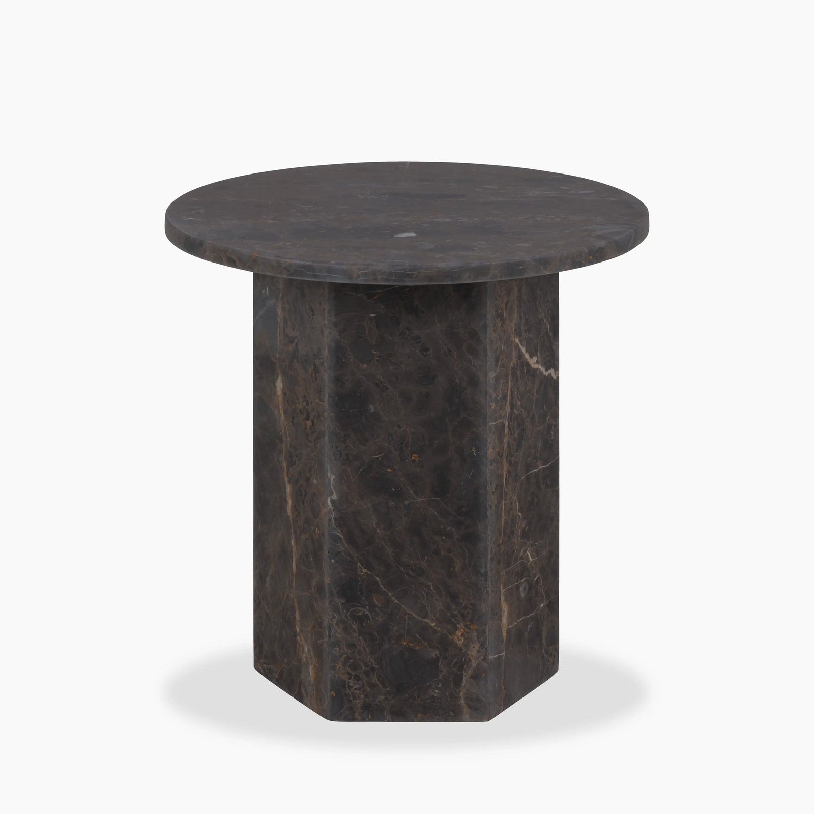Naxos Round Side Table | Storm Grey Marble