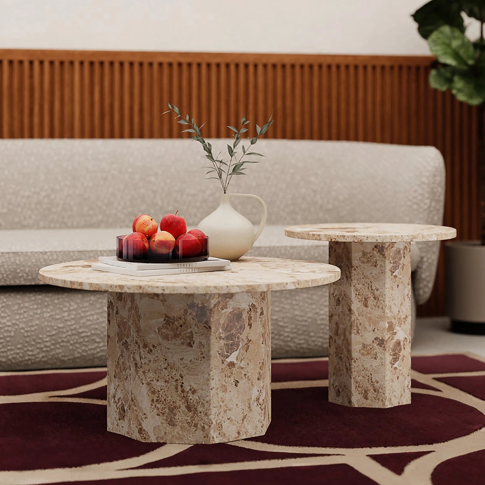 Naxos Round Coffee Table | Latte Marble