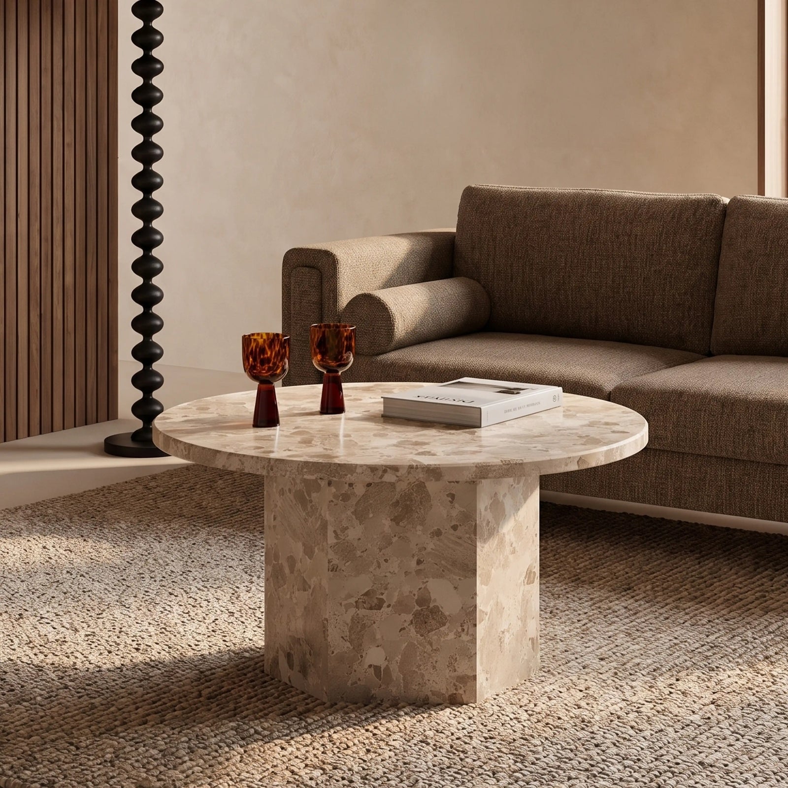 Naxos Round Coffee Table | Latte Marble