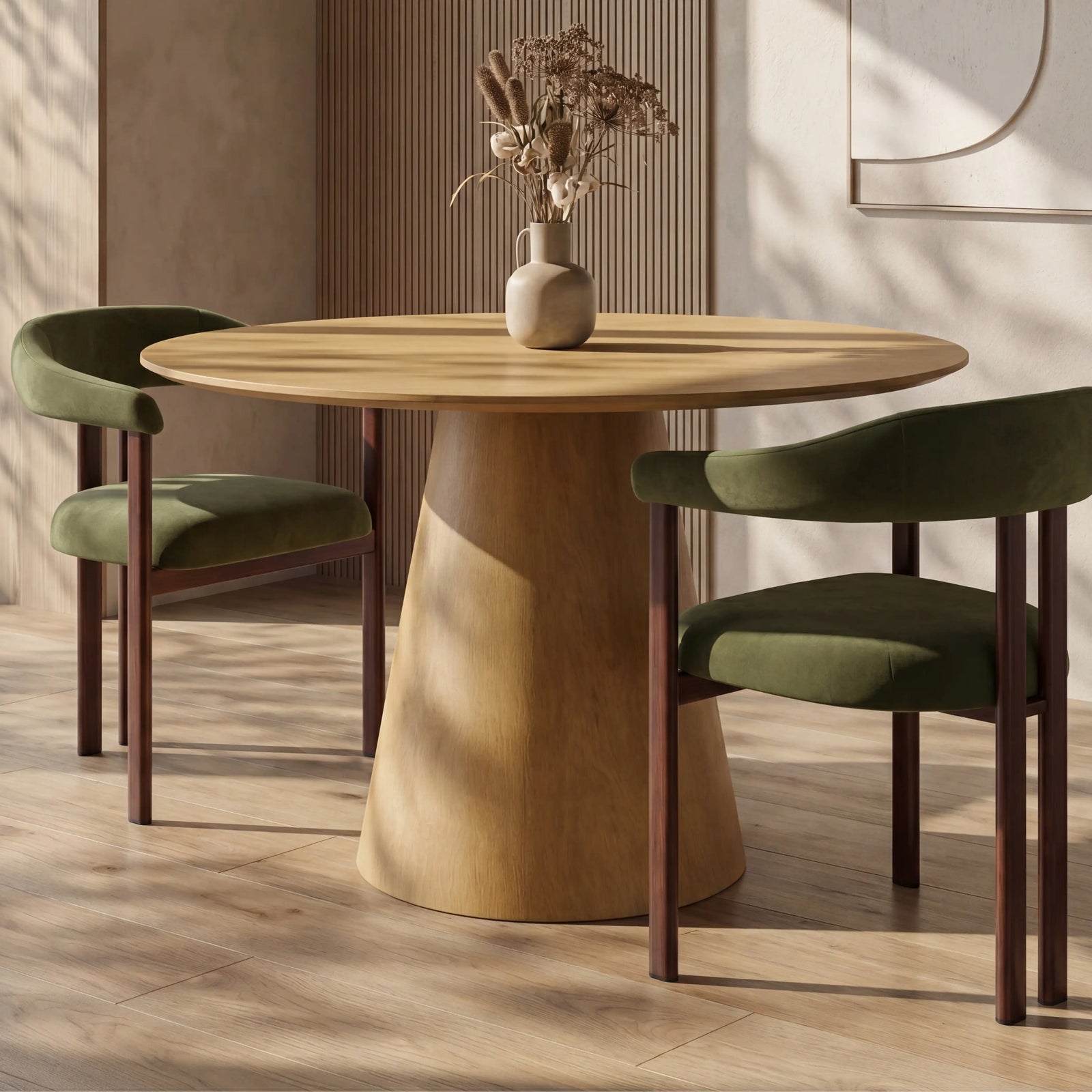 Finnley 4 Seat Round Wooden Dining Table | Oak