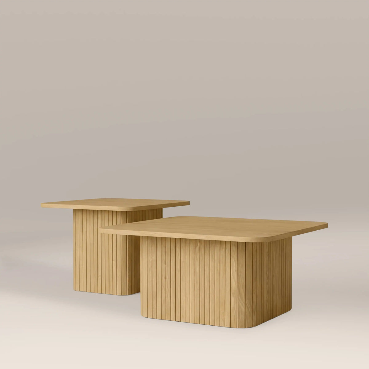 Emery Set of 2 Square Wooden Coffee Tables | Oak
