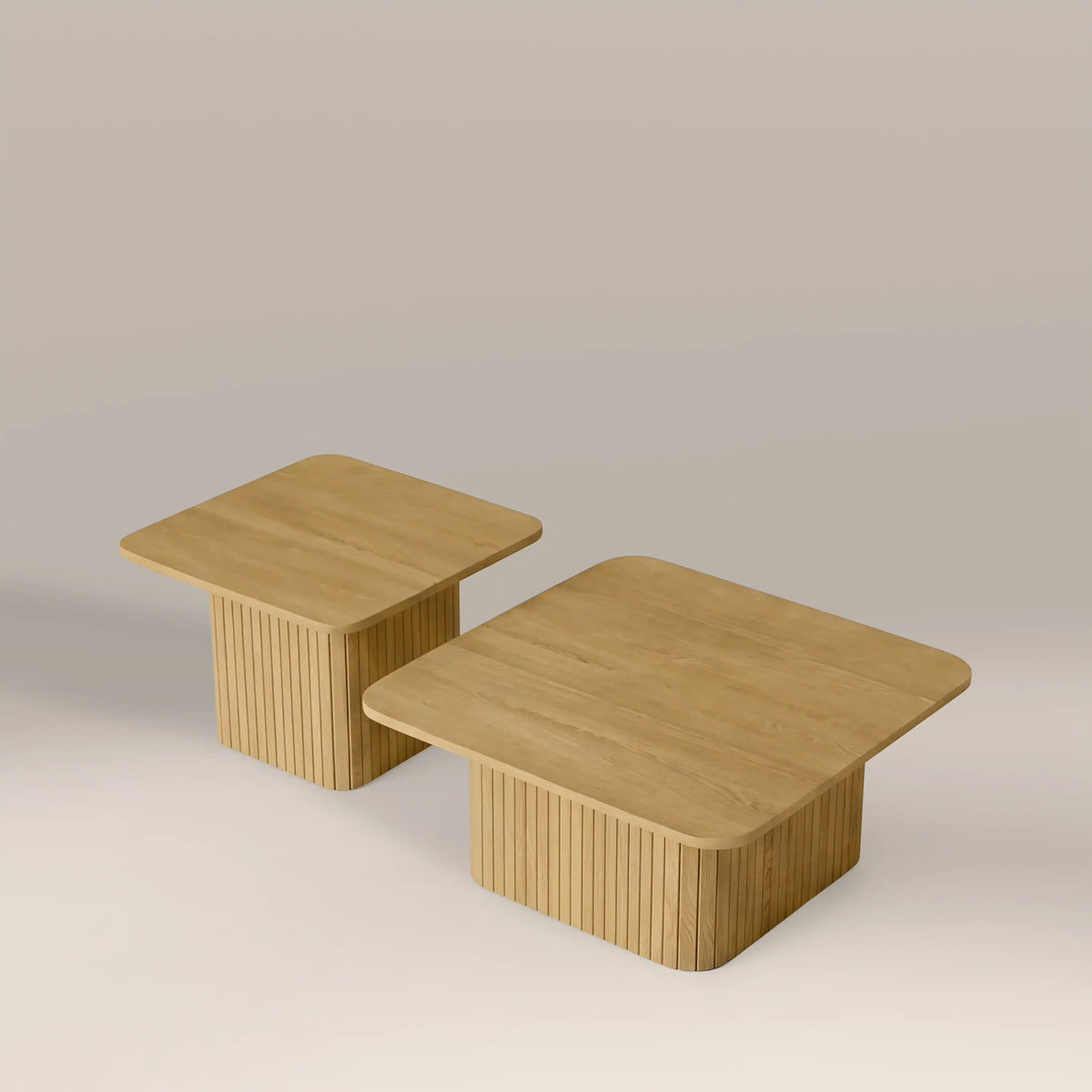 Emery Set of 2 Square Wooden Coffee Tables | Oak