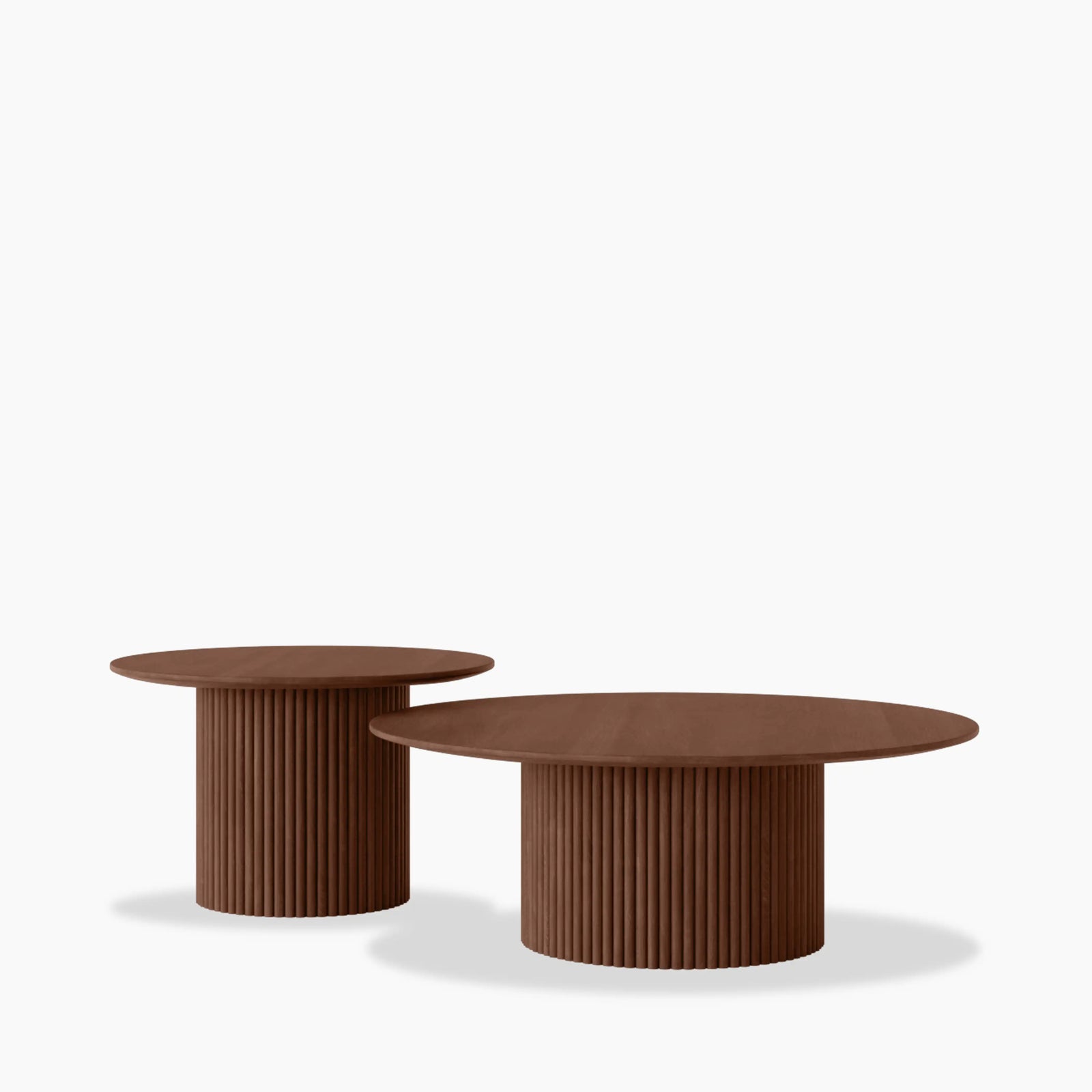 Marcel Set Of 2 Round Wooden Coffee Tables | Walnut