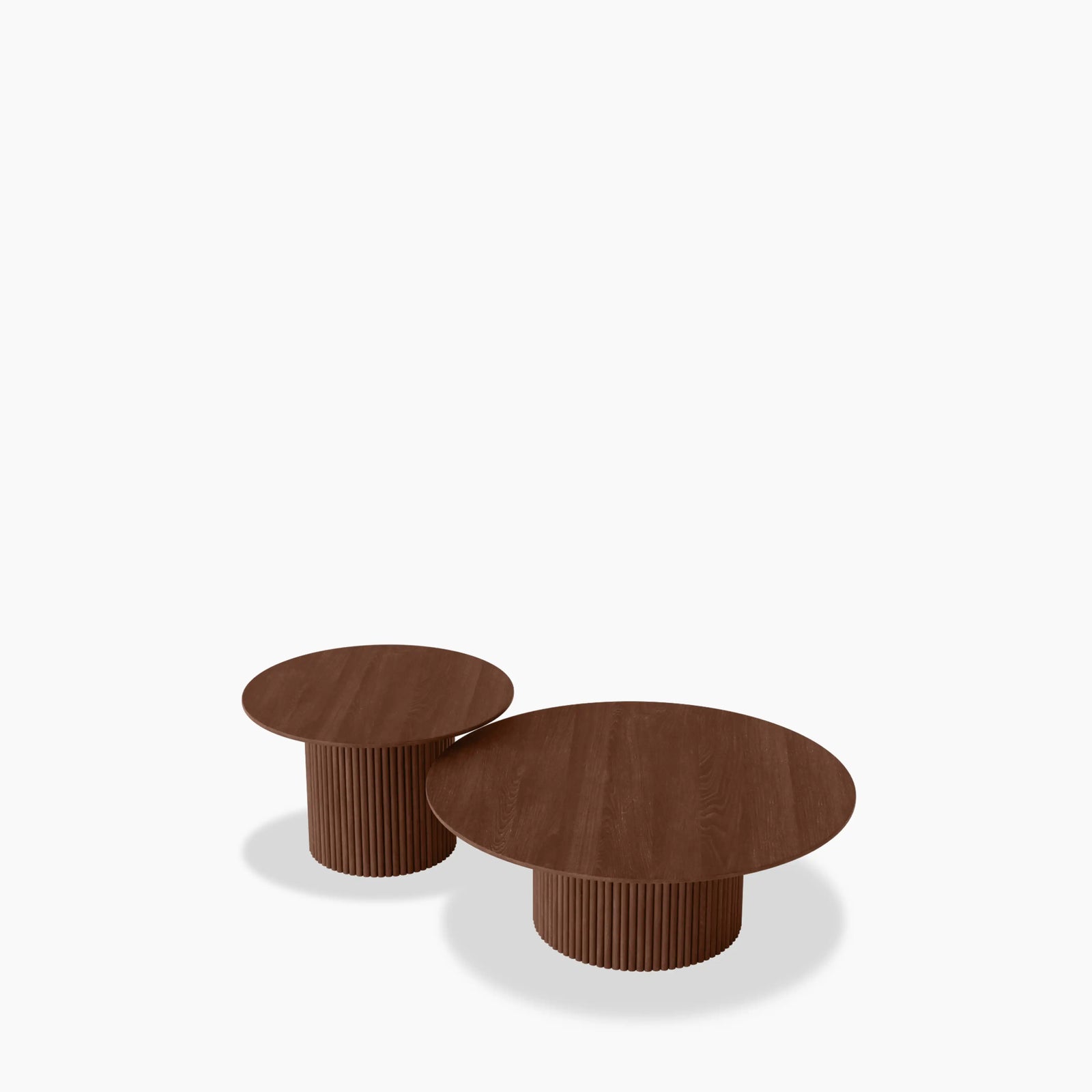 Marcel Set Of 2 Round Wooden Coffee Tables | Walnut