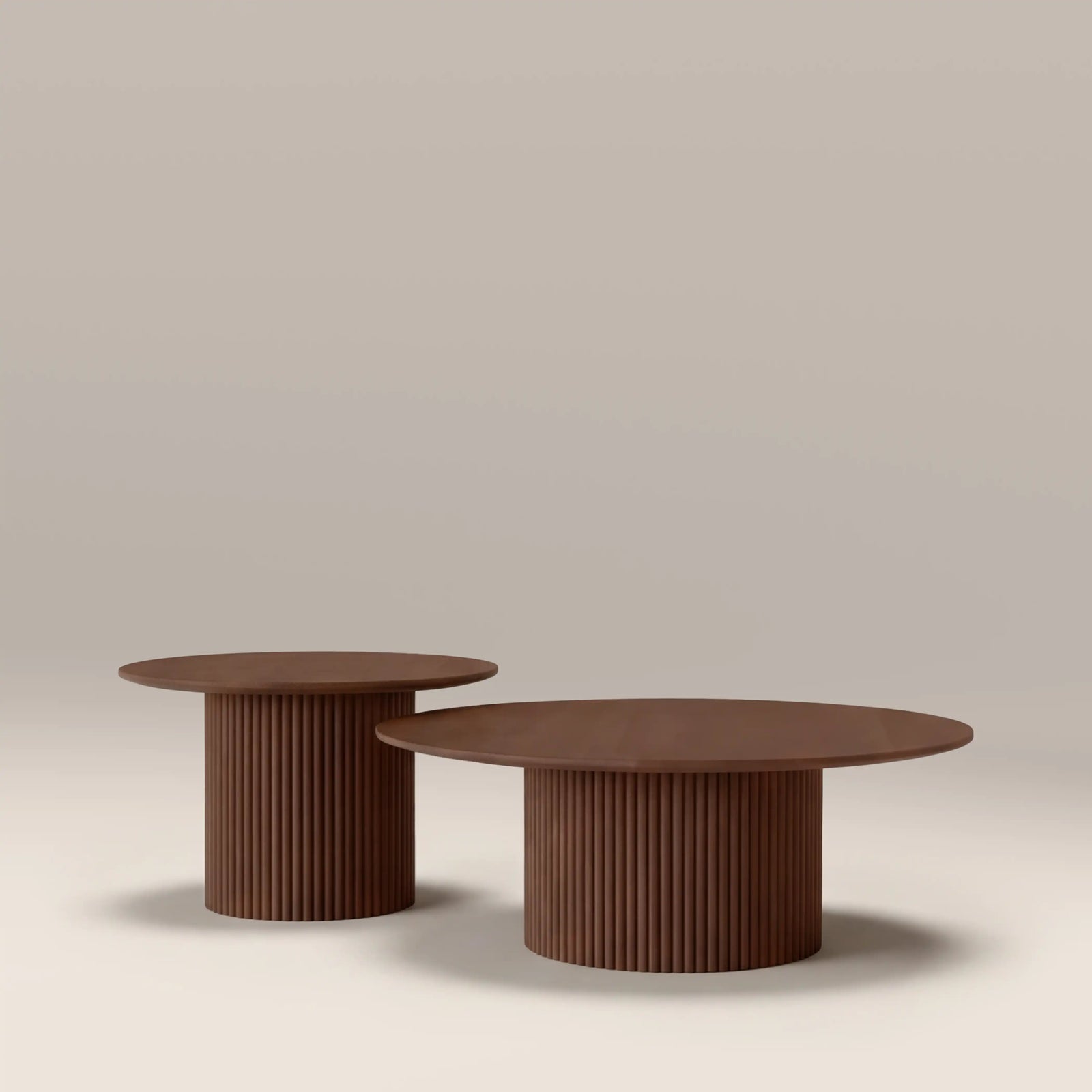 Marcel Set of 2 Round Wooden Coffee Tables | Walnut