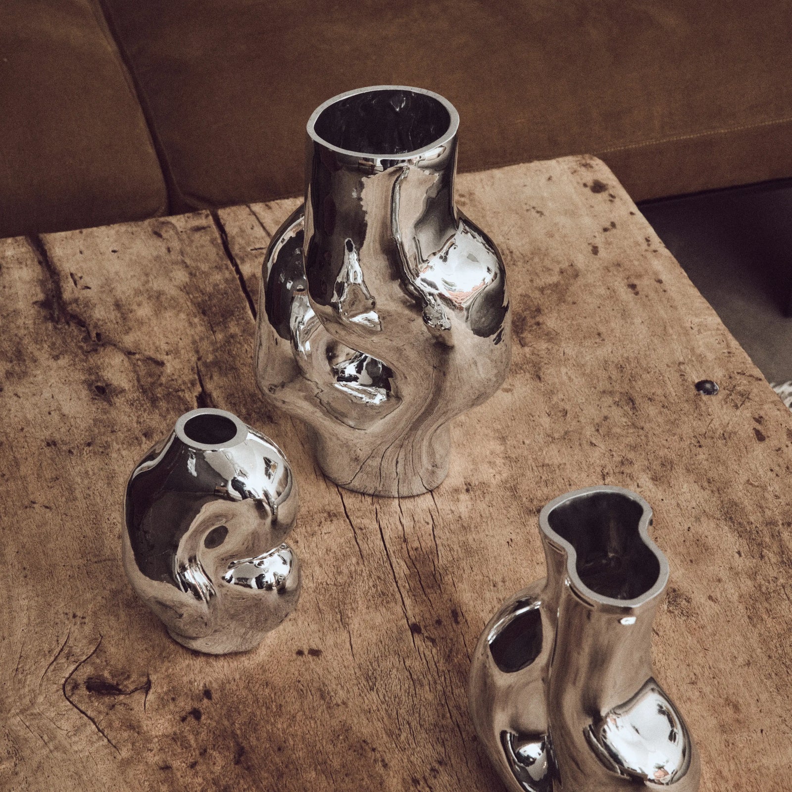 HKliving Glass Vase | Chrome
