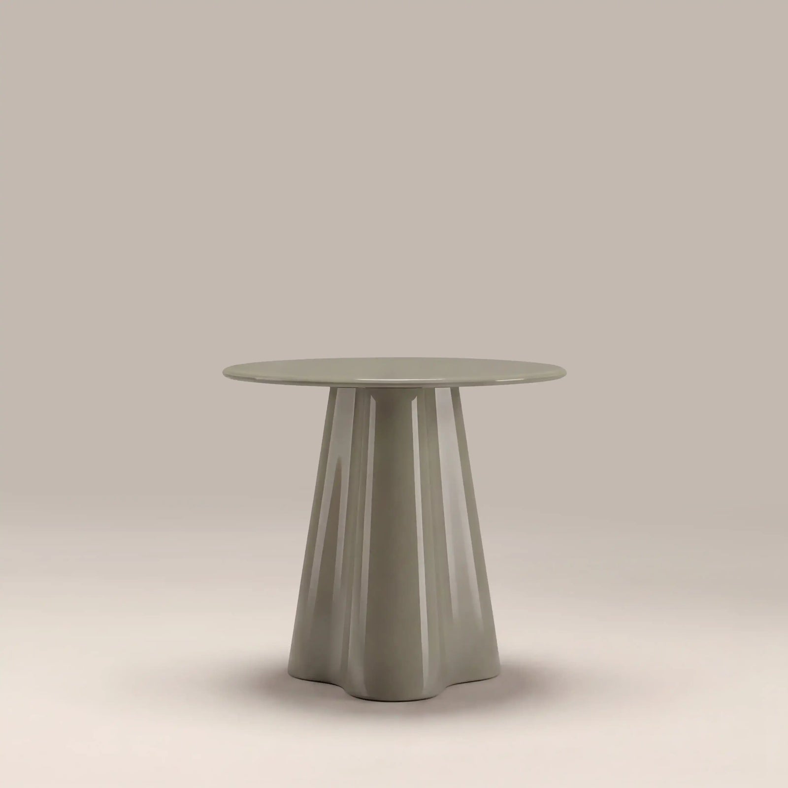 Hadley Round Side Table | Sage Green Sandblasted Glass & High Gloss Sage Green