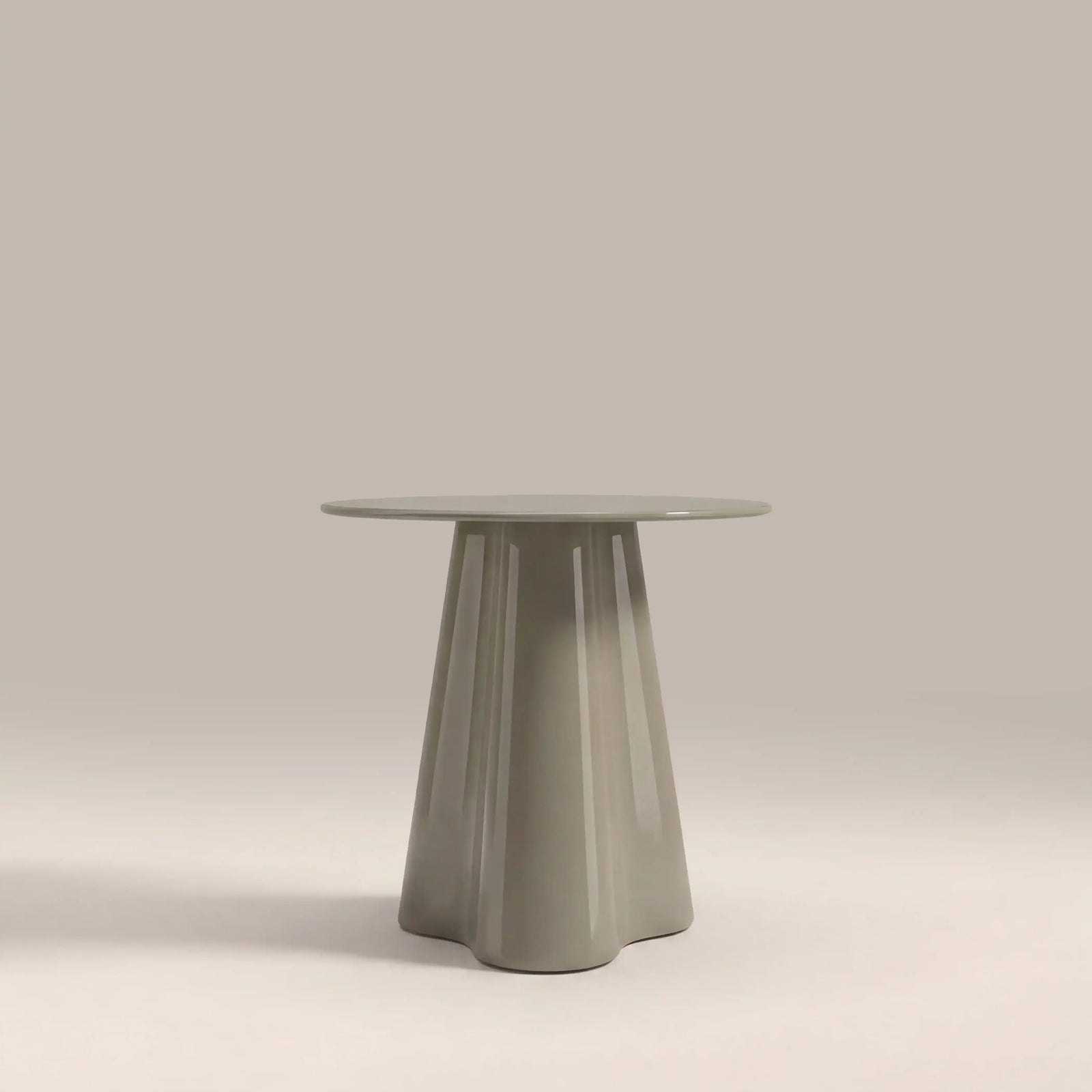 Hadley Round Side Table | Sage Green Sandblasted Glass & High Gloss Sage Green
