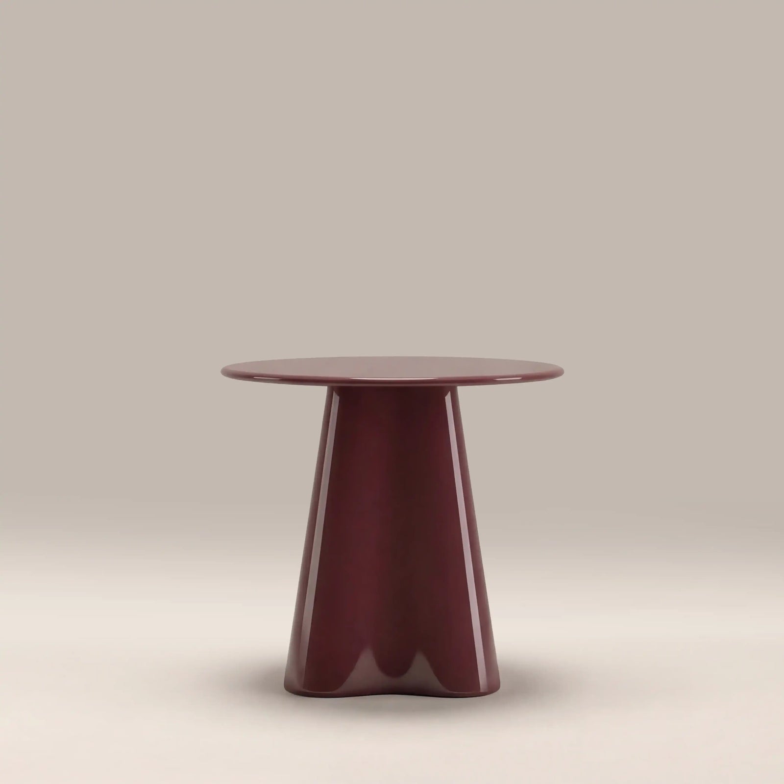Hadley Round Side Table | Cherry Red Sandblasted Glass & High Gloss Cherry Red