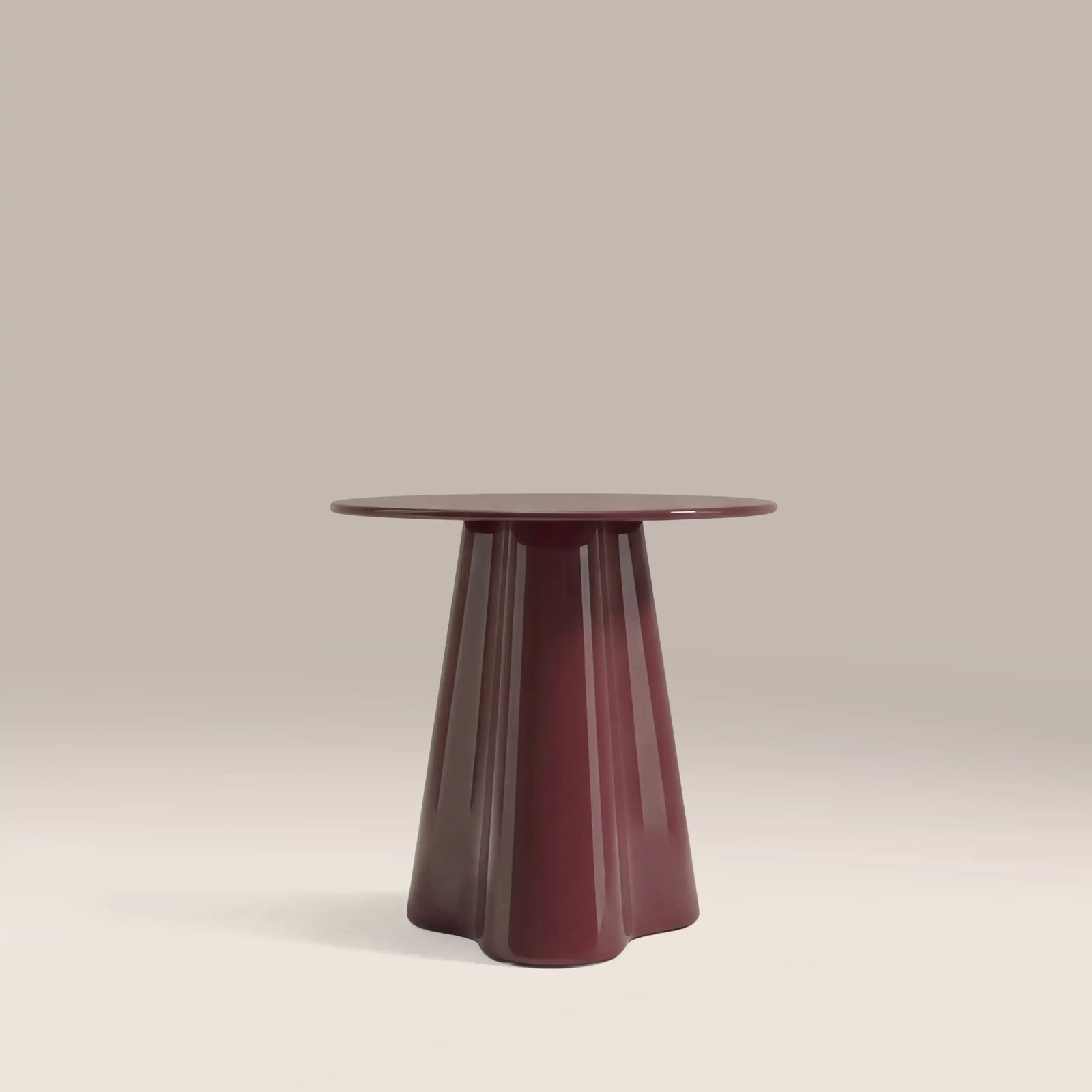 Hadley Round Side Table | Cherry Red Sandblasted Glass & High Gloss Cherry Red
