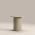 Flore Round Side Table |  Soft Ecru Glass & High Gloss Ecru
