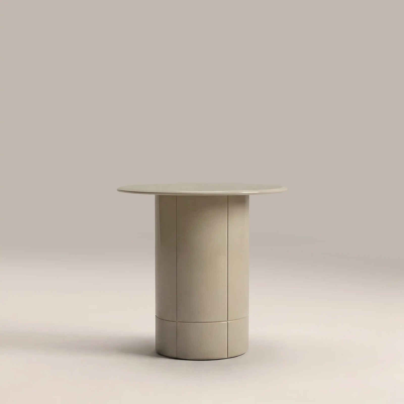 Flore Round Side Table |  Soft Ecru Glass & High Gloss Ecru