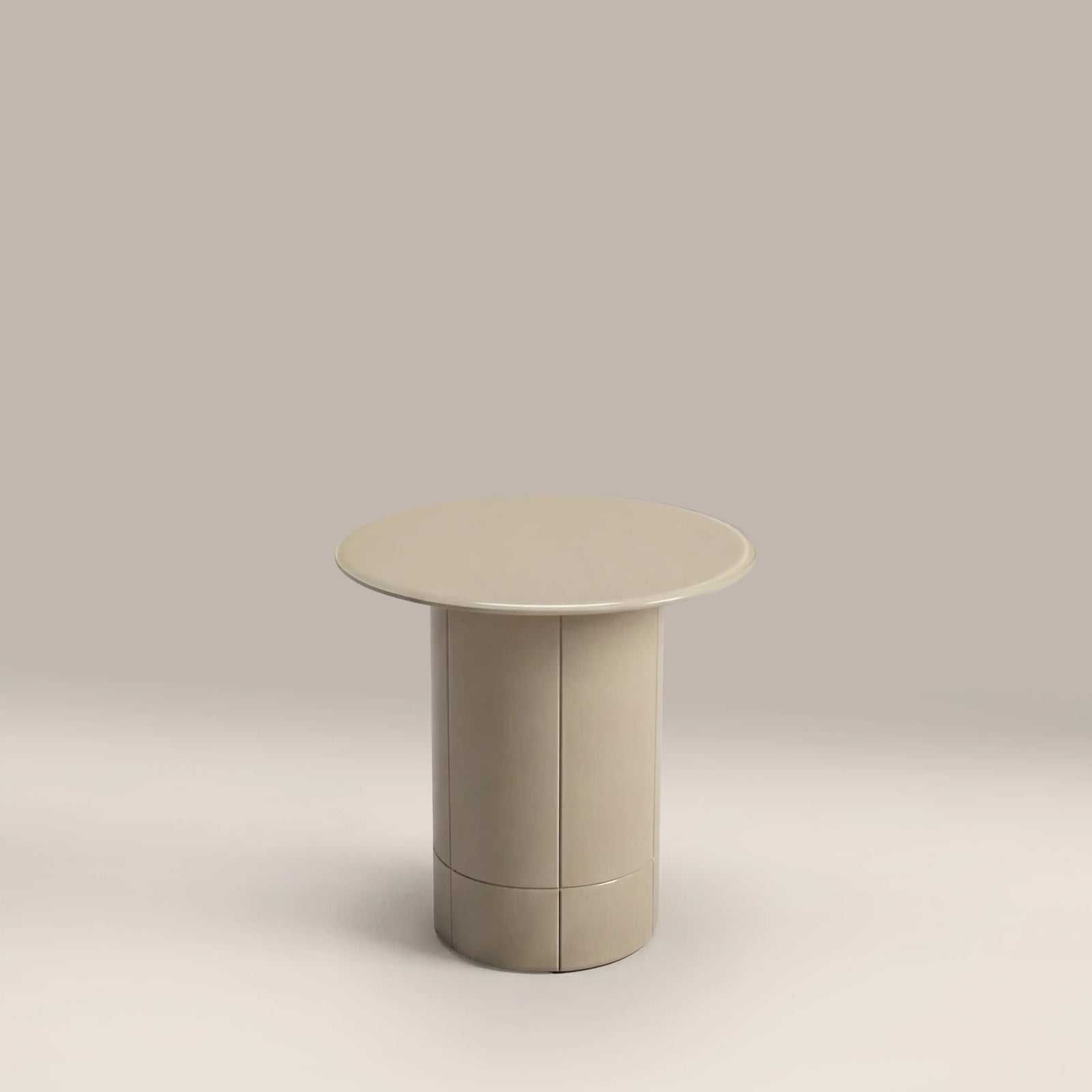 Flore Round Side Table |  Soft Ecru Glass & High Gloss Ecru