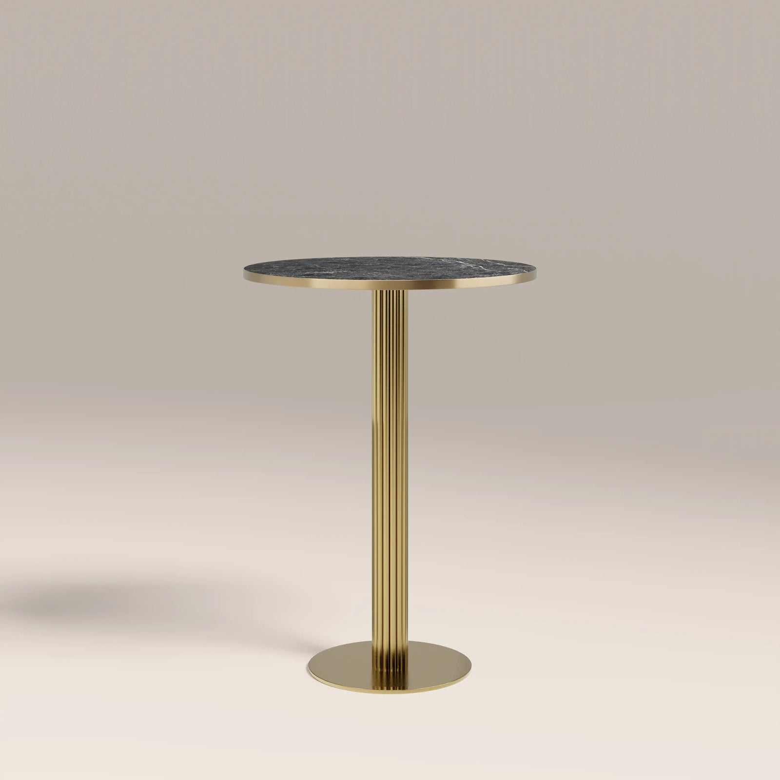 Rafferty 2 Seat Round Bar Table | Black Marble Effect & Brass