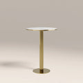 Rafferty 2 Seat Round Bar Table | White Marble Effect & Brass