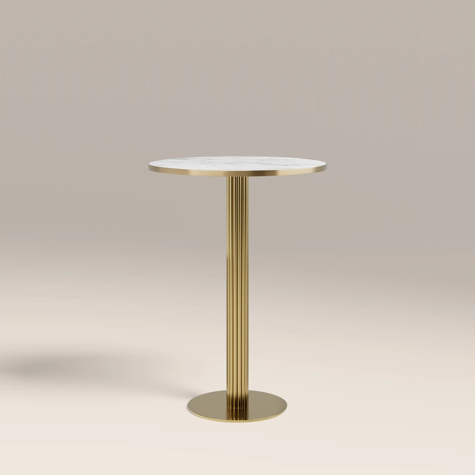 Rafferty 2 Seat Round Bar Table | White Marble Effect & Brass