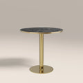 Kinsley 2 Seat Round Dining Table | Black Marble Effect & Brass