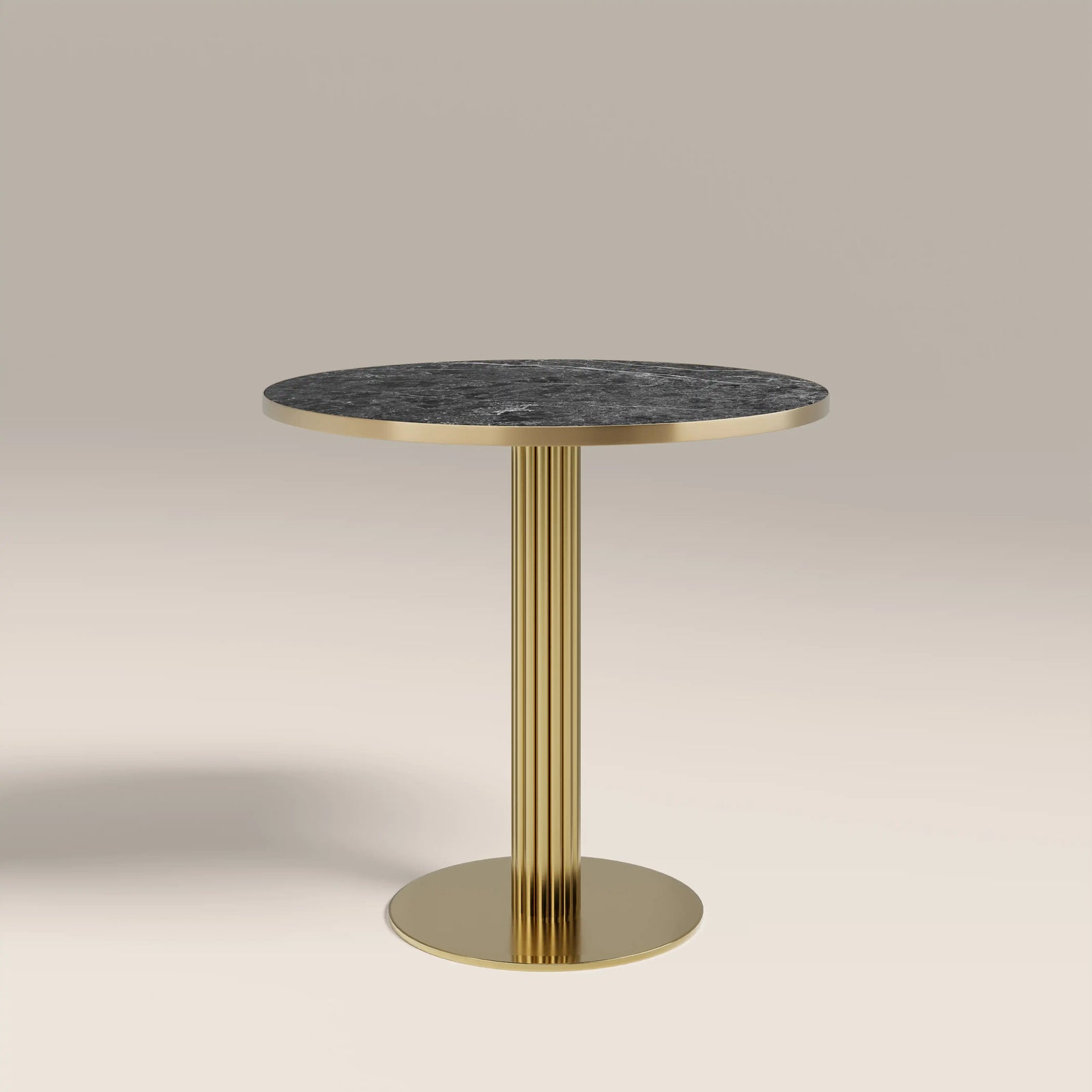 Rafferty 2 Seat Round Dining Table | Black Marble Effect & Brass