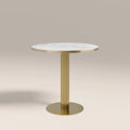 Rafferty 2 Seat Round Dining Table | White Marble Effect & Brass