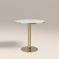 Kinsley 2 Seat Round Dining Table | White Marble Effect & Brass