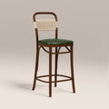 Daisy Wooden Bar Stool | Vintage Green Faux Leather & Walnut