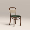 Daisy Wooden Dining Chair  | Vintage Green Faux Leather & Walnut