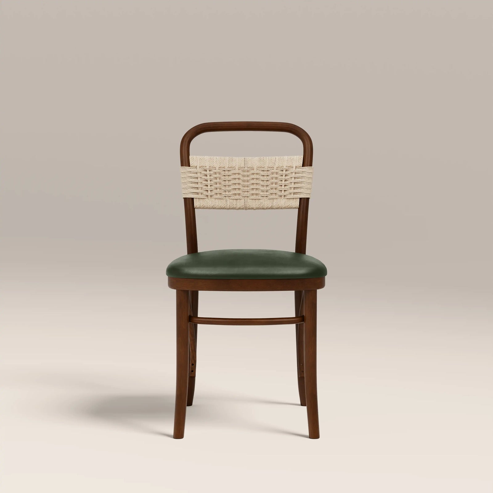 Daisy Wooden Dining Chair  | Vintage Green Faux Leather & Walnut
