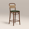 Daisy Wooden Bar Stool | Vintage Green Faux Leather & Walnut
